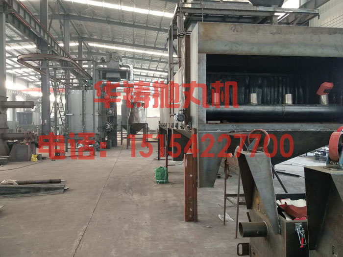 關(guān)注拋丸機(jī)價格及質(zhì)量，設(shè)備生產(chǎn)現(xiàn)場圖